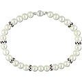 Sterling Silver Freshwater Pearl Crystal Bracelet (6-7 mm)
