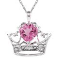 10k Gold Pink Topaz and Diamond Crown Necklace