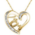 14k Gold 1/8ct TDW Diamond Heart 'Mom' Necklace