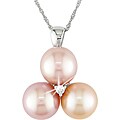 10k Gold Multi-colored Freshwater Pearl Necklace (8-9 mm)