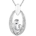 14k White Gold Diamond Mother and Baby Necklace