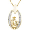 14k Yellow Gold Diamond Mother and Baby Necklace