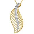 14k Yellow Gold Diamond Leaf Necklace