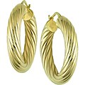 10k Yellow Gold Twisted Tube Hoop Earrings