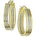 10k Two-tone Gold Textured Tube Hoop Earrings