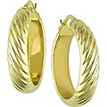 10k Yellow Gold Textured Hoop Earrings