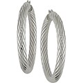 10k White Gold Twisted Tube Hoop Earrings