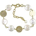 Goldplated Silver Freshwater Coin Pearl Bracelet (11-12 mm)