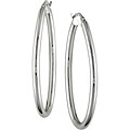 10k White Gold Polished Oval Hoop Earrings