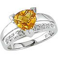 14k Gold Citrine and 1/10ct TDW Diamond Ring