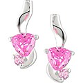 Sterling Silver Heart-shaped Pink CZ Earrings