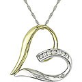 14k Two-tone Gold 1/8ct TDW Diamond Heart Necklace (H-I, I1-I2)
