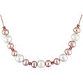 14k Gold Pink and White Freshwater Pearl Necklace (5.5-7.5 mm)