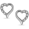 14k White Gold Diamond Accent Heart Earrings