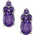 14k White Gold Amethyst Cluster Earrings
