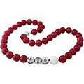 Silver Cherry Jade and White Jasper Bead Necklace
