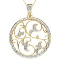 10k Yellow Gold 1/6ct TDW Diamond Leaf Necklace