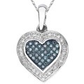 10k White Gold 1/5ct TDW Blue and White Diamond Necklace