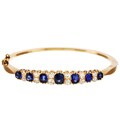 14k Gold Sapphire and 1 1/6ct TDW Diamond Bangle (J,SI1)