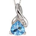 14k White Gold Blue Topaz and Diamond Necklace