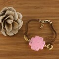 Suede Pink Magnesite Cross Bracelet (USA)