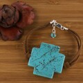 Fibre Cord Magnesite Turquoise Cross Bracelet (USA)