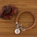 Leather Coin Pearl Charm Toggle Bracelet (USA)