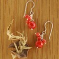 Sterling Silver Red Dyed Coral Earrings (USA)