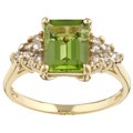 10k Yellow Gold Peridot and 1/5ct TDW Diamond Ring