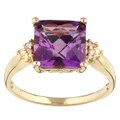 14k Yellow Gold Amethyst and Diamond Ring