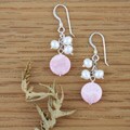 Cloud Dancer Rhodochrosite Pearl Earrings (USA)