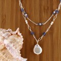 Sterling Silver Moonlight Kyanite Pearl Necklace (USA)