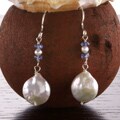Sterling Silver Moonlight Kyanite Pearl Earrings (USA) (12 mm)