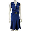 Sharagano Women's Jeweled Deep V-neck Dress