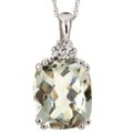 14k White Gold Green Amethyst and Diamond Necklace