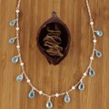 Sterling Silver Apatite 'Quiet Rain' Pearl Necklace (USA)