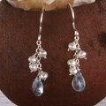 Sterling Silver 'Quiet Rain' Apatite and FW Pearl Earrings (USA)