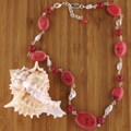 Silver Howlite and Jade Fuchsia Duet Necklace (USA)