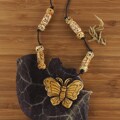 Carved Butterfly Leather Necklace (USA)