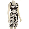 Evan Picone Rose Print Scoop Neck Sheath Dress