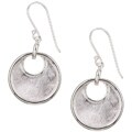 Sterling Silver Satin Circle Drop Earrings