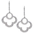 Sterling Silver Diamond Accent Clover Drop Earrings