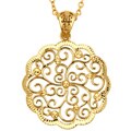 18k Gold Overlay Scalloped Medallion Necklace