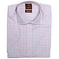 Tailorbyrd Men's Pink/ White Grid Short-sleeve Shirt