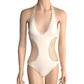 Red Carter Gold Studded One-piece Swimwear
