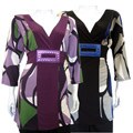 Joy Women's Plus Size Printed V-neck Shirt