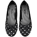 Daisy Jane Women's White Dottie Black Ballet Flats