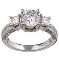 14k White Gold CZ and 1ct TDW Engagement Ring (GH, SI)