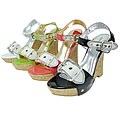 Bamboo by Journee Patent Faux Cork Wedeges