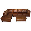 Cognac Sectional Sofa and Ottoman